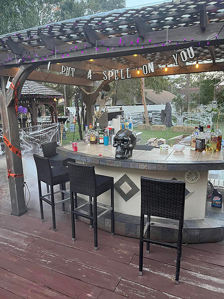 MGM bartending halloween bar setup